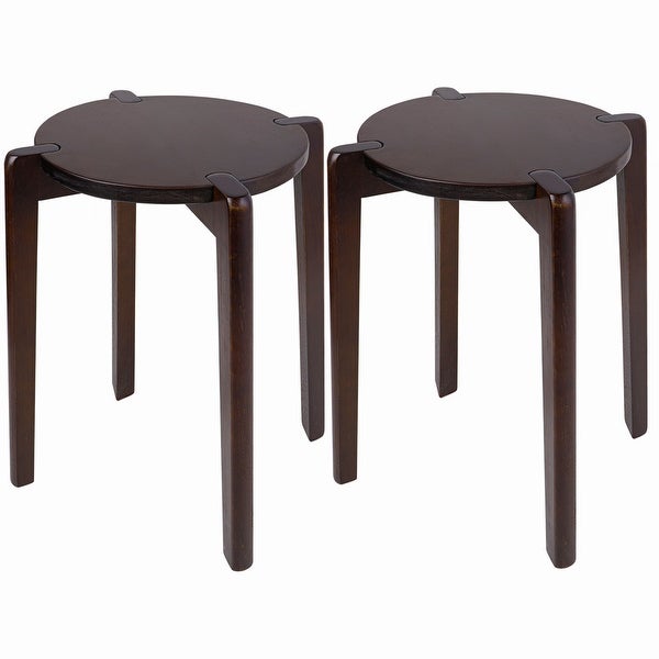 2/4Pcs Solid Wood Stools Backless Chair Side Table Plant Stand 17.7