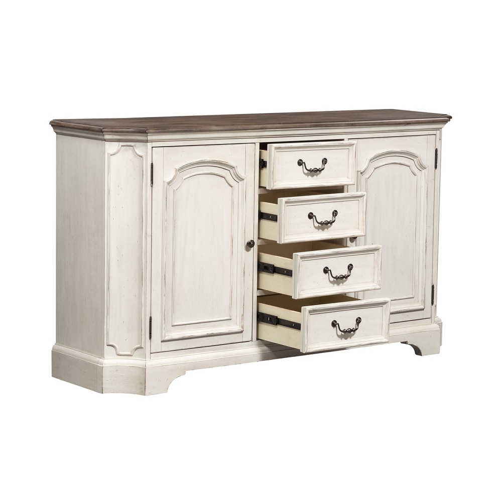 Abbey Road Porcelain White Churchill Brown Buffet