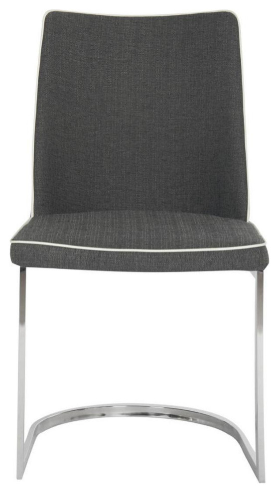 Tedra 18  x27 x27h Linen Side Chair set of 2 Grey / White / Chrome   Contemporary   Dining Chairs   by AED Luxury Home Decor  Houzz