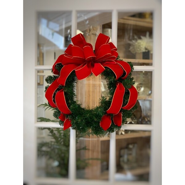 22 Holiday Wreath with Red Large Bow