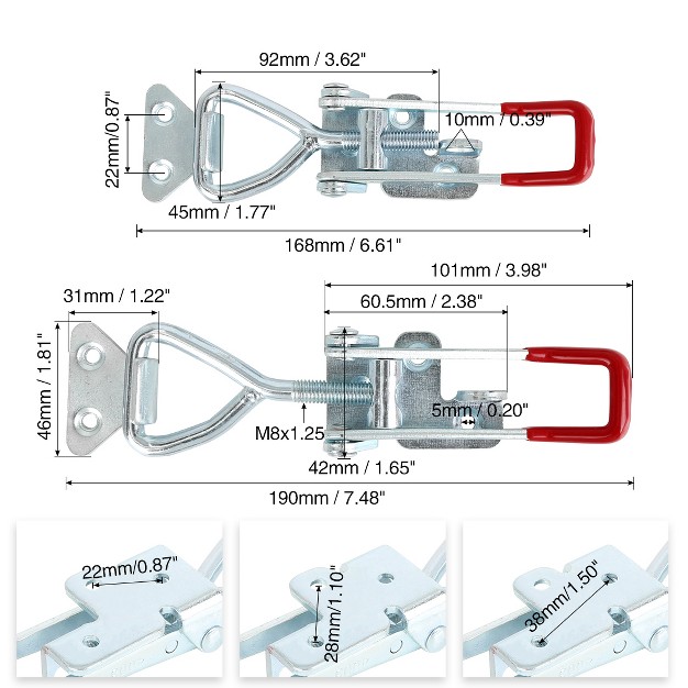 Unique Bargains Car Adjustable Handle Toggle Clamp Latch Lock Hasp With Hole 300kg 660lbs 2pcs