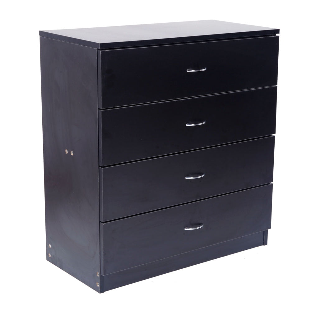 Dresser with 4 Drawers, Modern Chest of Drawers Black, Dresser Chest with Wide Storage Space, Functional Organizer for Bedroom, Living Room, Closet, Entryway, Hallway