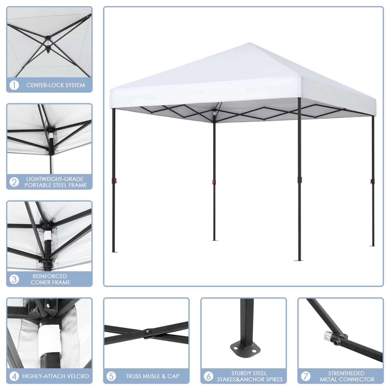 HEMBOR 10 x 10ft Outdoor Pop up Canopy Tent W/ 1-Button Push