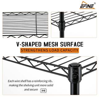 EFINE Black 4-Tier Carbon Steel Wire Garage Storage Shelving Unit NSF Certified (2-Pack) (35.5 in. W x 54 in. H x 15.8 in. D) RL500-4X2