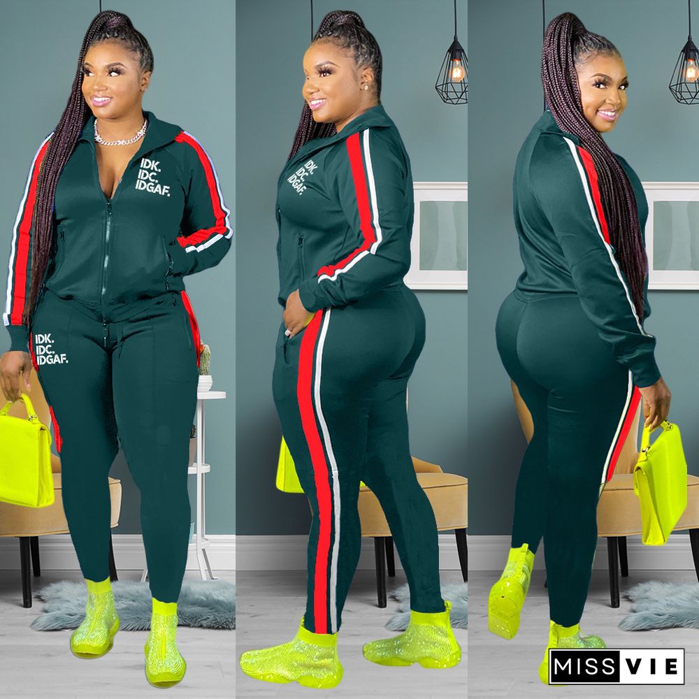 Long Sleeve Zipper Jackets and Pants Tracksuits