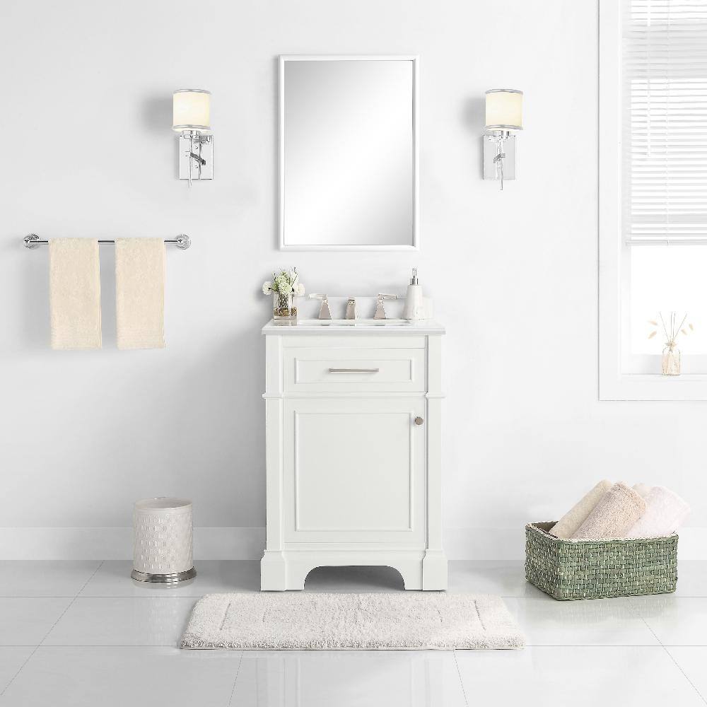 Home Decorators Collection Melpark 24 in. W x 20 in. D x 34.5 in. H Bath Vanity in White with White Cultured Marble Top Melpark 24W