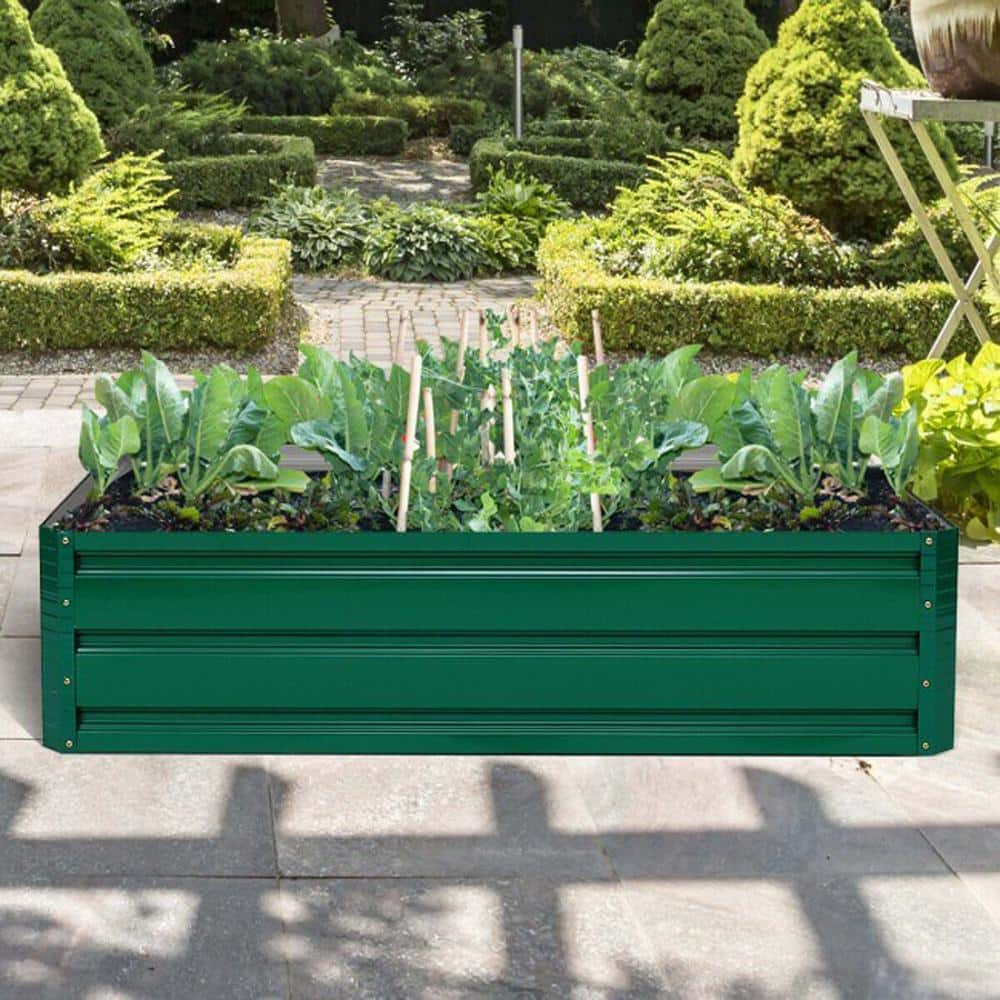 Zeus and Ruta 32 in. x 12 in. Patio Raised Dark green Garden Bed for Vegetable Flower Planting wq-271