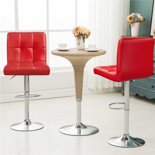 Yaheetech 2pcs Adjustable Modern Faux Leather Swivel Bar Chairs