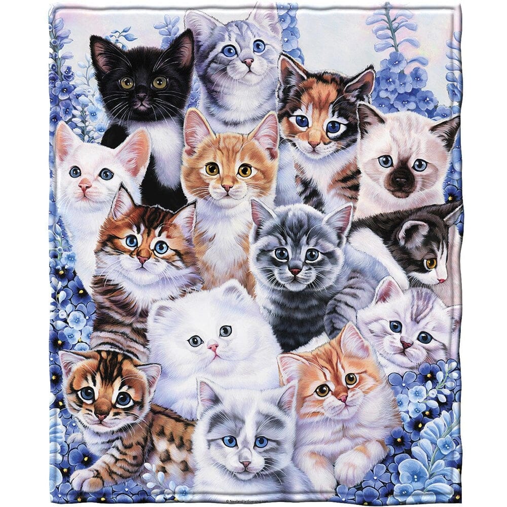 Kitten Collage Super Soft Full/Queen Size Plush Fleece Blanket by Jenny Newland