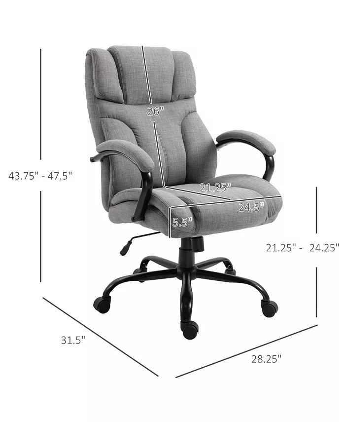 Vinsetto 500lbs Swivel Big Tall Office Computer Desk Chair w  Wheels Light Grey