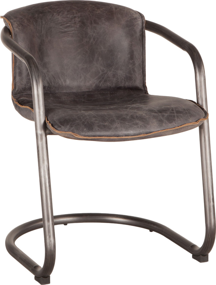 The Frisco Dining Chair  Leather  Set of 2   Industrial   Dining Chairs   by HedgeApple  Houzz