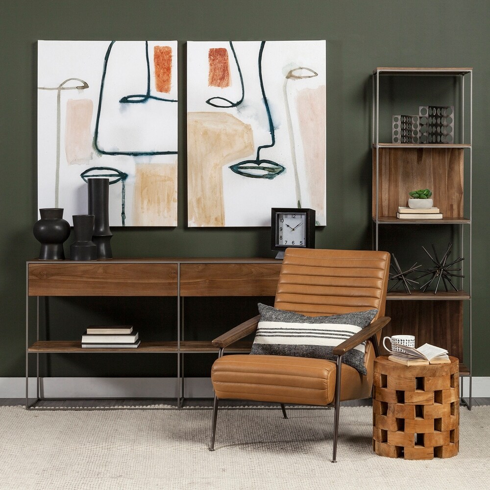 Morris II Medium Brown Solid Wood w/Silver Metal Frame 4 Tier Shelving Unit   20\