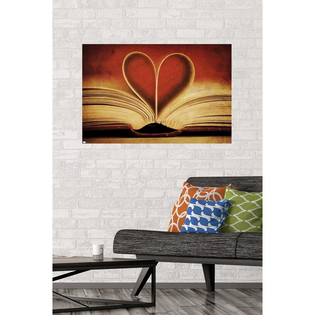 Trends International Tom Quartermaine Book Pages In Heart Shape Unframed Wall Poster Prints