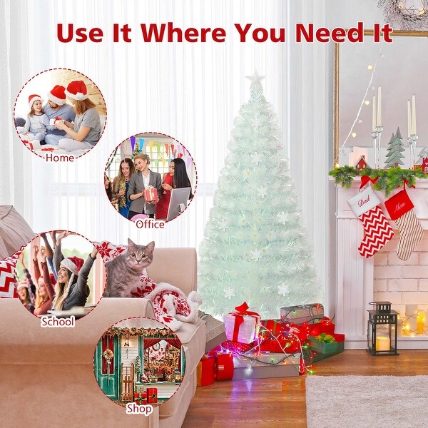 Costway 5FT/6FT/7FT PreLit Fiber Optic Christmas Tree Decor