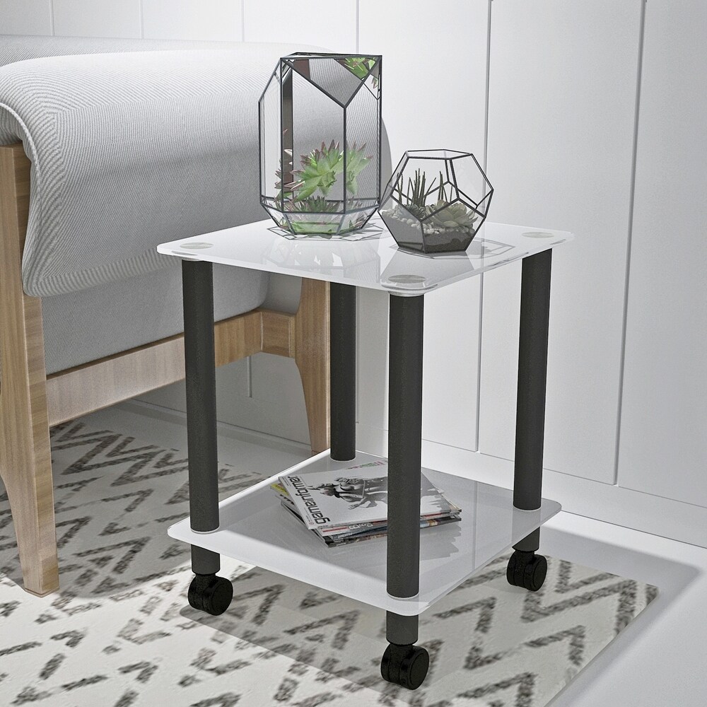 1 Piece Side Table 2 Tier Space End Table   15.75”*15.75”*19.37\