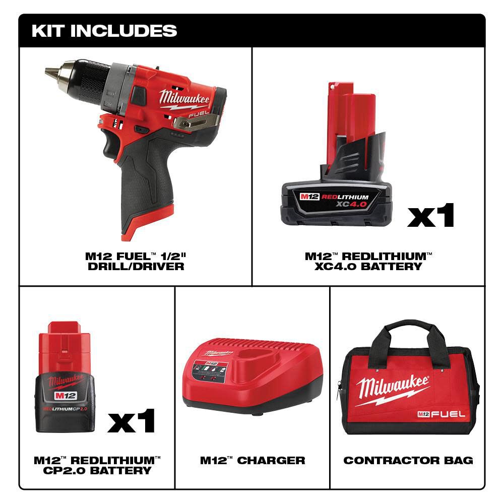 Milwaukee M12 FUEL 1/2 In. Drill Driver Kit 2503-22 from Milwaukee