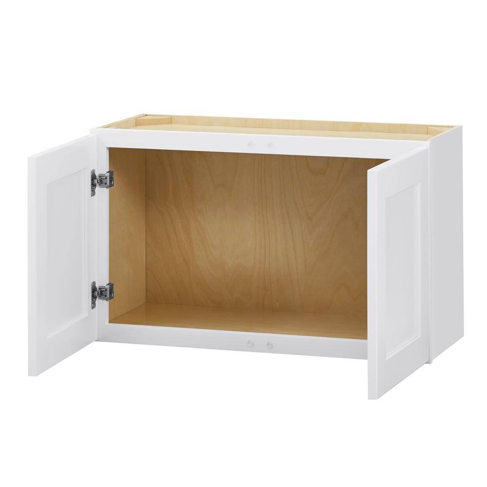 Hampton Bay Avondale Shaker Alpine White Ready to Assemble Plywood 30 in x 18 in Wall Bridge Cabinet (30 in W x 18 in H x 12 in D) W301812