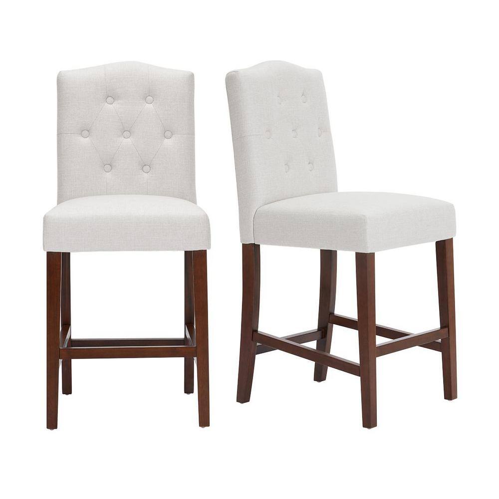 StyleWell Beckridge Biscuit Beige Upholstered Counter Stools with Tufted Back (Set of 2) Lunon CS WB