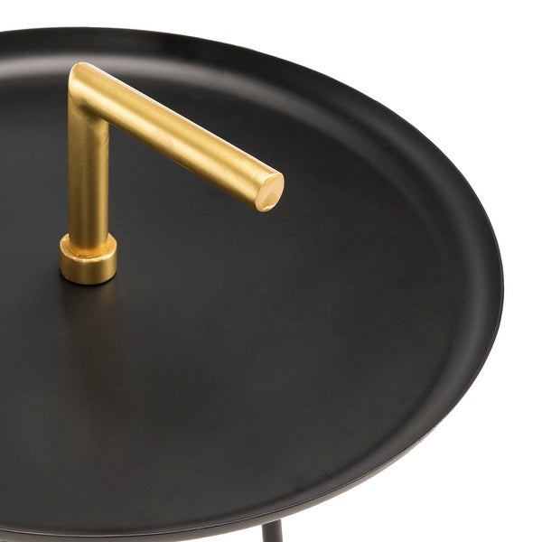 SAFAVIEH Delia Handle Side Table - Black / Gold - 15.7