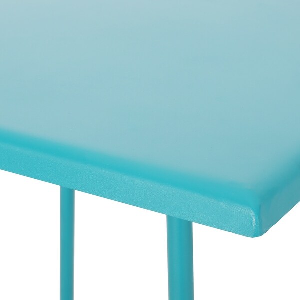 Small Square Side Table Outdoor Side Table 18inch Modern End Accent Table for Patio Porch Peacock Blue