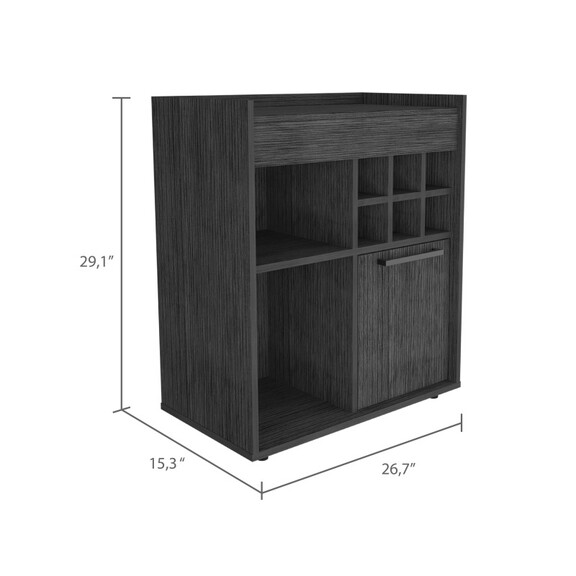 Whitlock 6 Bottle 2 Shelf Bar Cabinet Smokey Oak B...