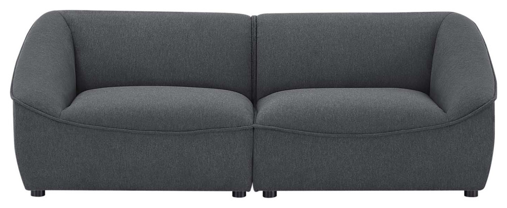 Loveseat Sofa  Fabric  Dark Gray  Modern  Living Lounge Hotel Hospitality   Transitional   Loveseats   by House Bound  Houzz