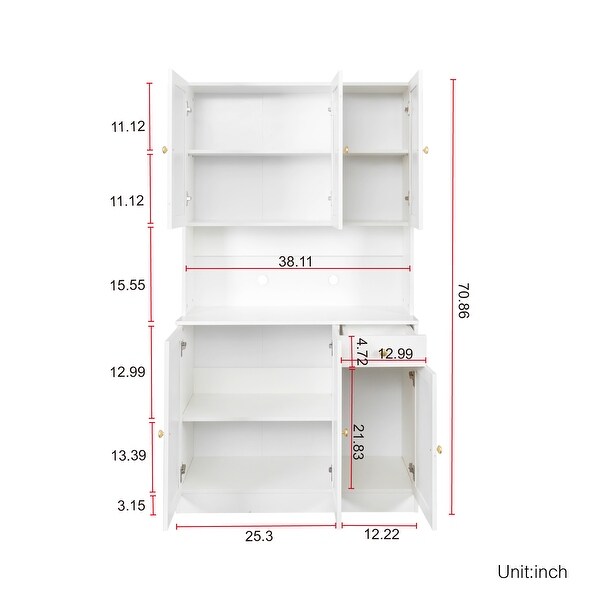 Modern High Wardrobe Cabinet，with 6 Doors，1 Open Shelves and 1 Drawer - - 37310973