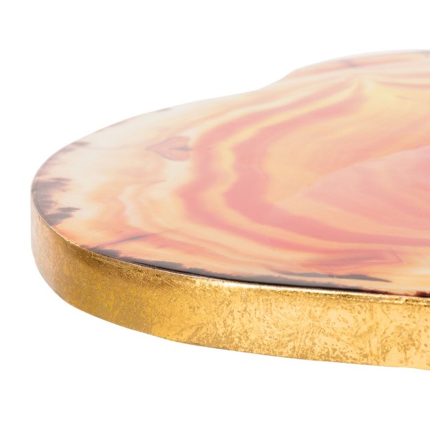 Giselle Faux Agate Side Table Multi Orange gold Safavieh