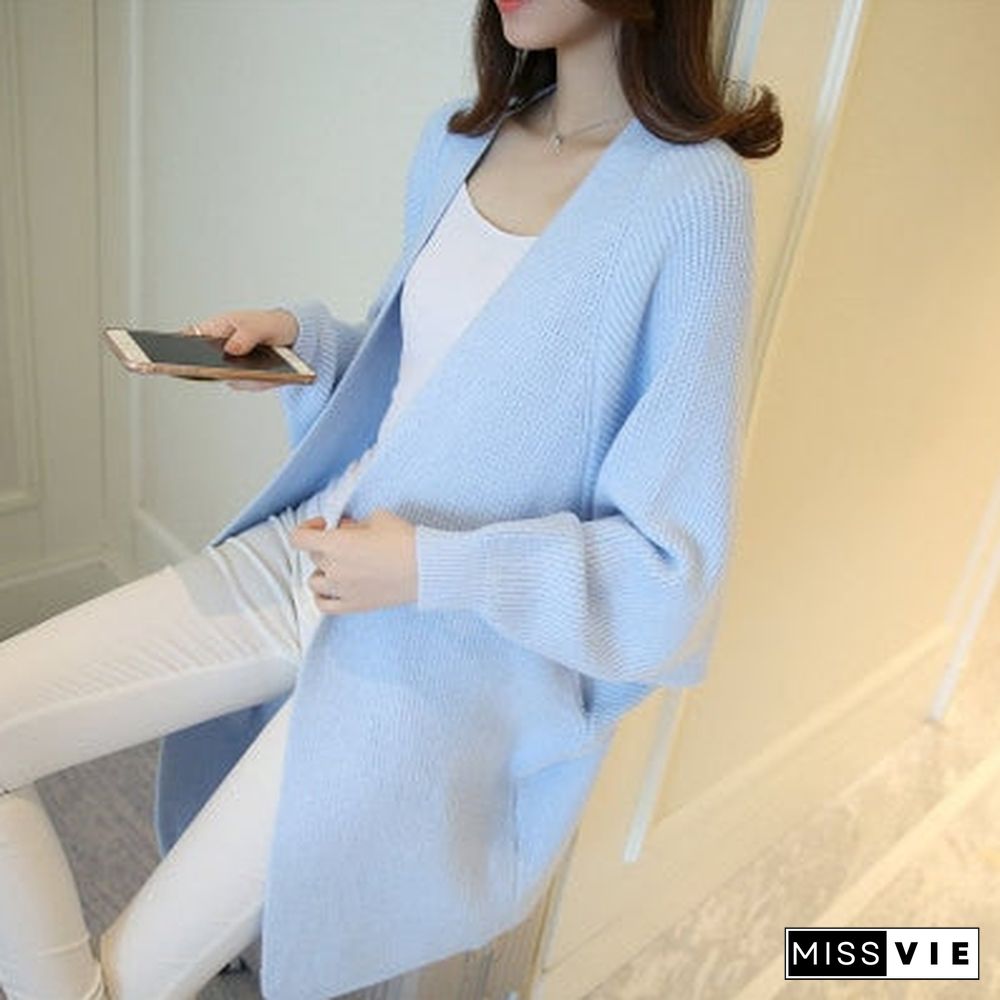 Long Cardigan Women Sweater Autumn Winter Bat Sleeve Knitted Sweater Plus Size Jacket Loose Ladies Sweaters Cardigans 3Xl