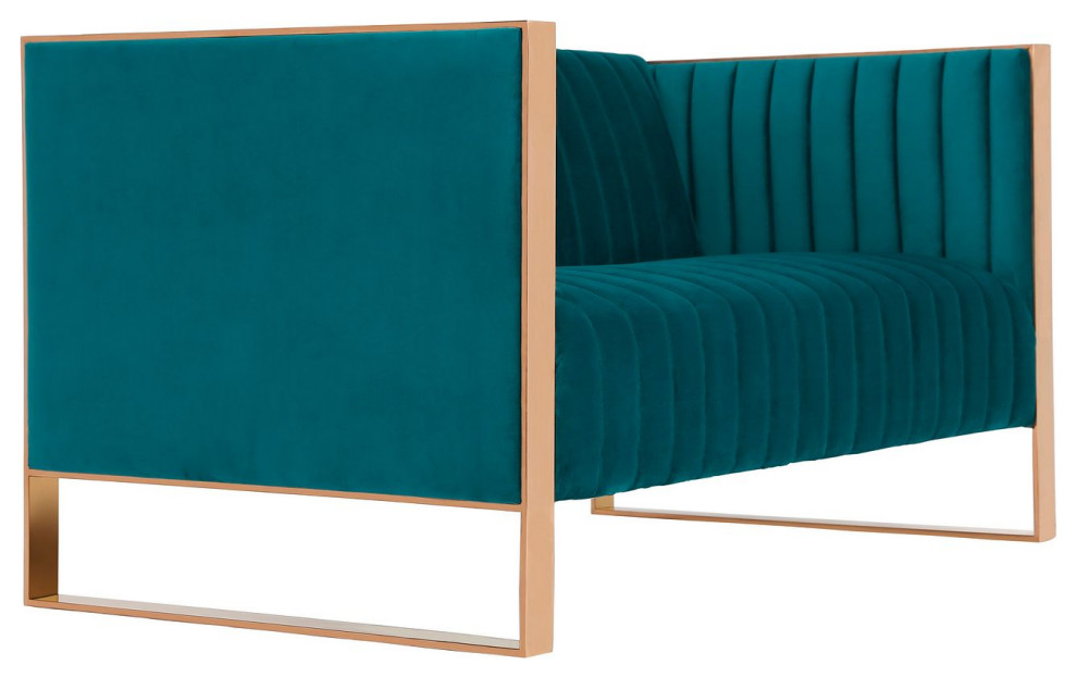 Trillium Loveseat in Aqua Blue and Rose Gold   Contemporary   Loveseats   by Kolibri Decor  Houzz