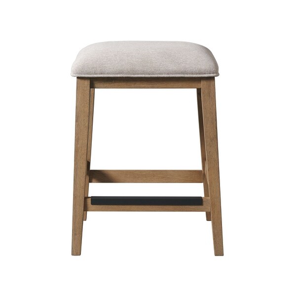 Landmark Backless Stool with 4 Legs， Weathered Oak， Set of 2