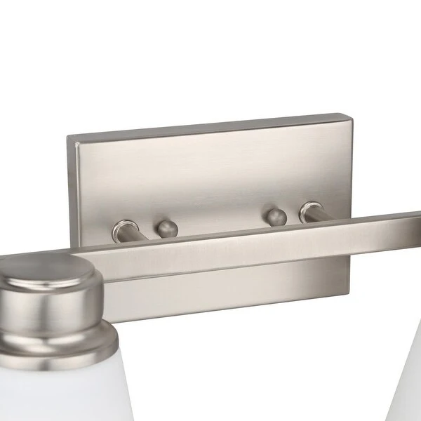 Jordan 2-Light Vanity Light in Satin Nickel with Frosted White Glass Shades - 15.12 x 8.12 x 6.87