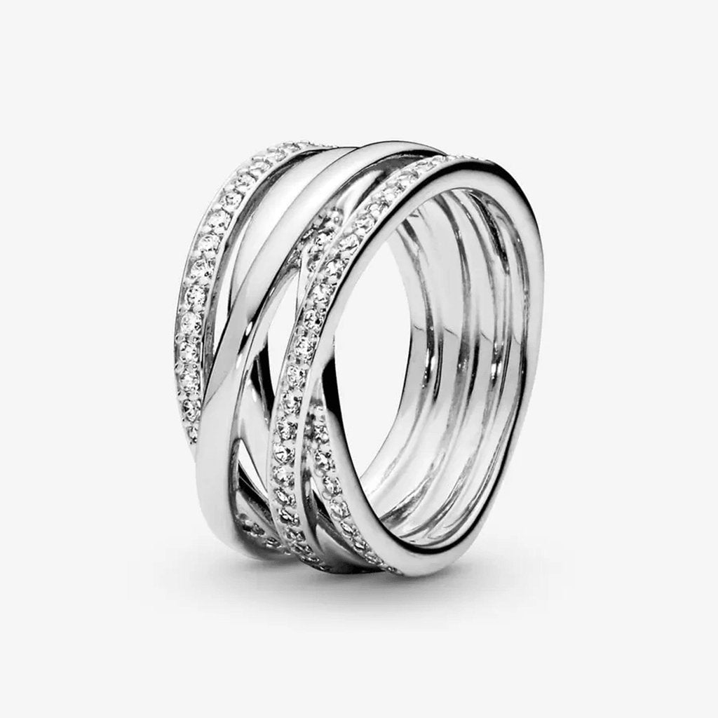 PANDORA  Sparkling & Polished Lines Ring