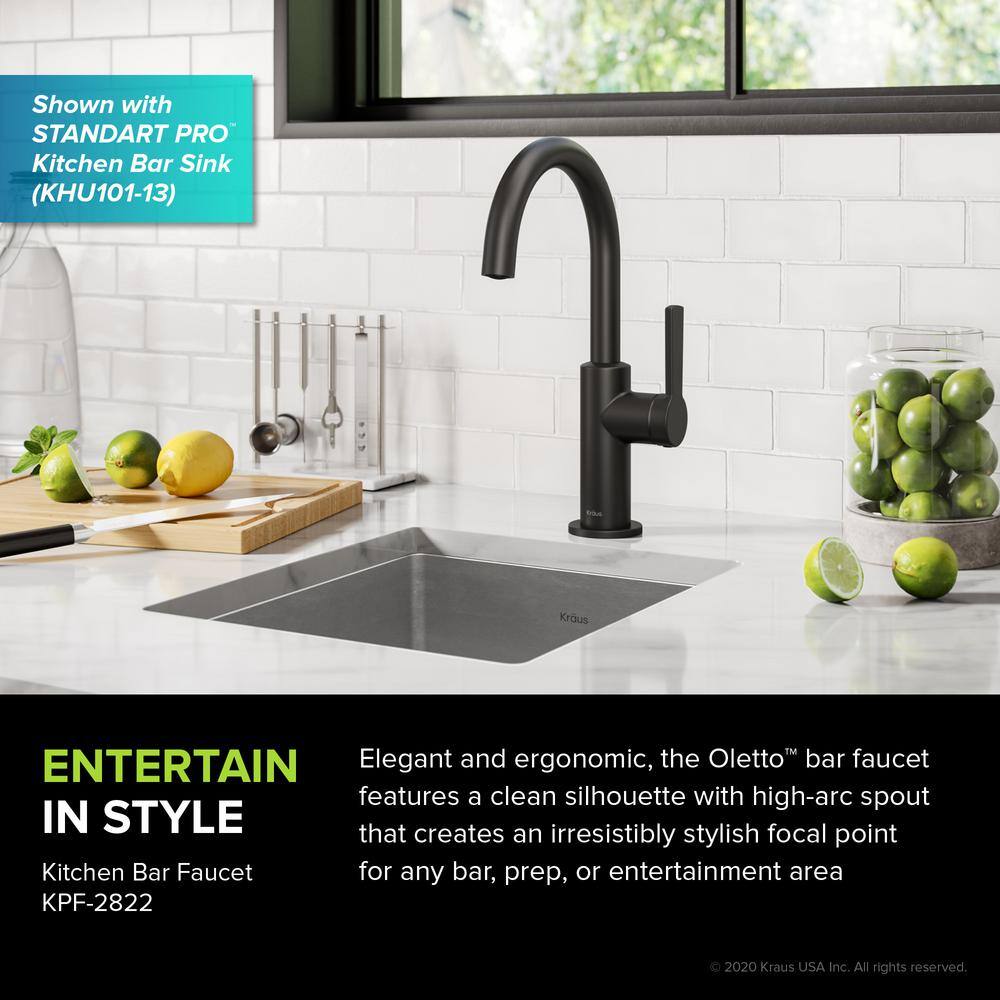 KRAUS Oletto Single-Handle Kitchen Bar Faucet in Matte Black KPF-2822MB