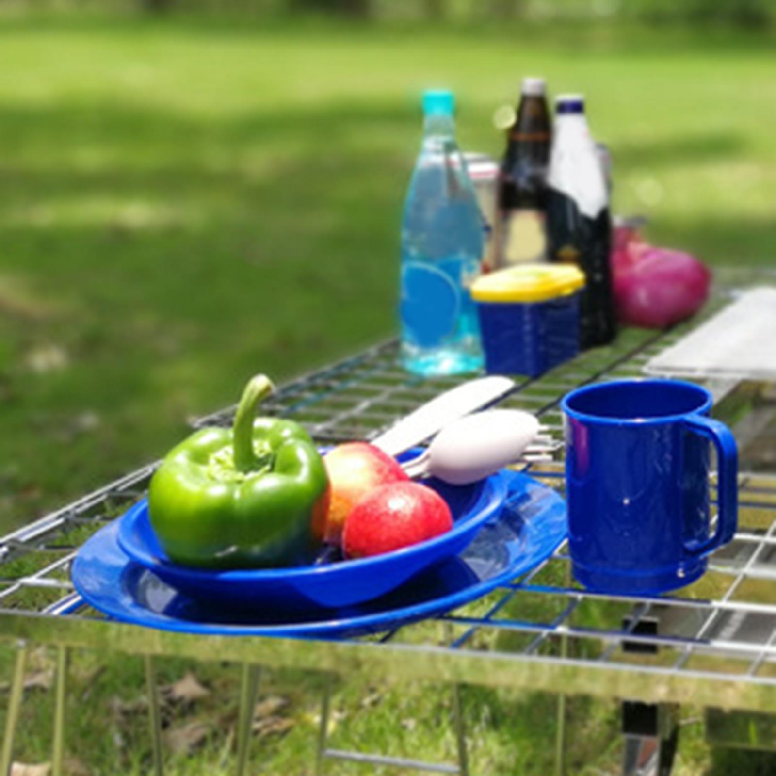 6x Outdoor Camping Tableware Set with Mesh Mug for 1-Person Picnic