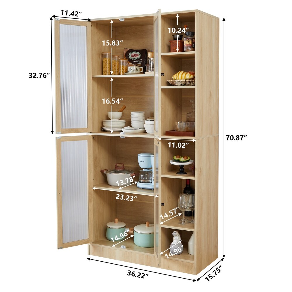 Tall Kitchen Pantry Cabinet with Doors and Adjustable Shelves