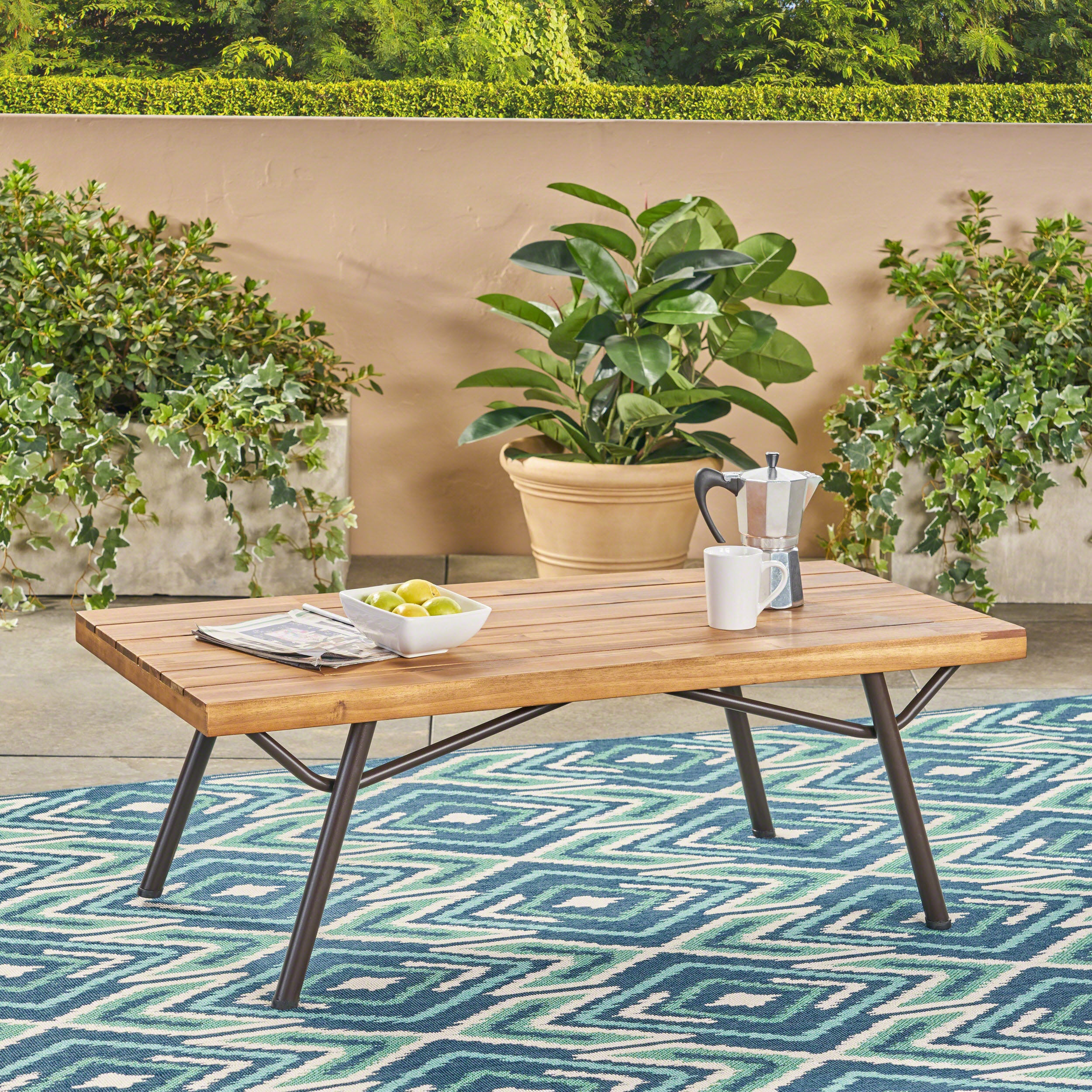 Baish Outdoor Acacia Wood Coffee Table, Teak