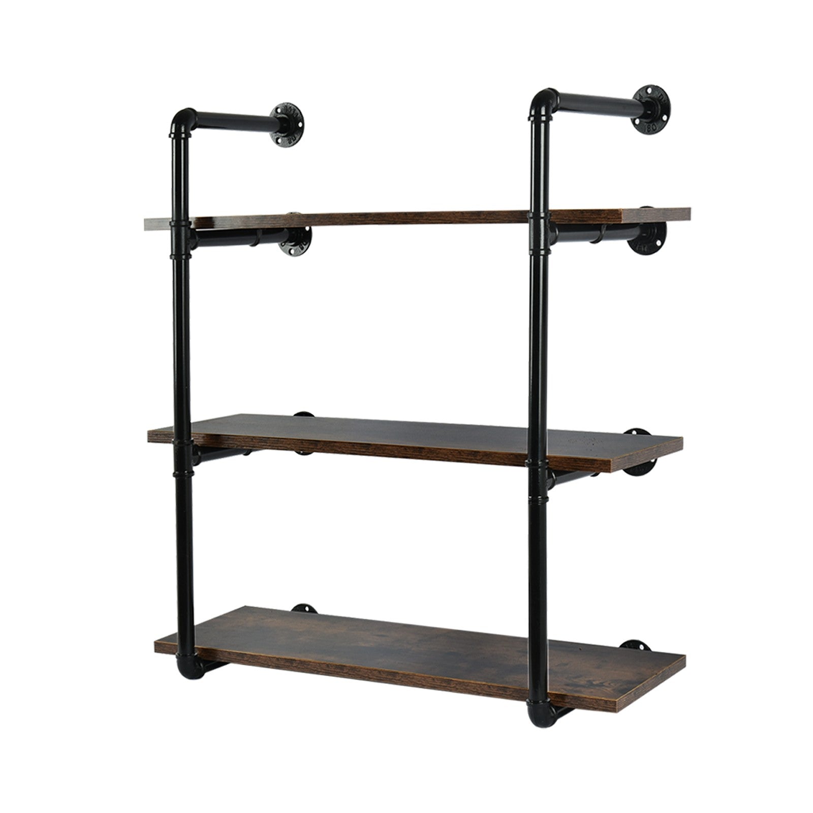 Aligament Industrial Retro Wall Mounted Iron Pipe Shelves, DIY Floating Storage Shelf