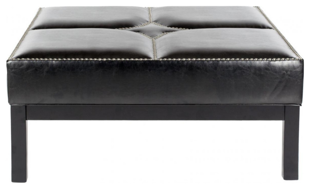 Nance Cocktail Ottoman Silver Nail Heads Black   Transitional   Footstools And Ottomans   by V.S.D Furniture  Houzz