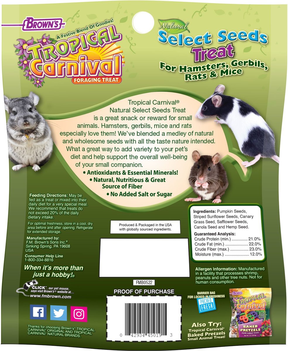 Brown's Tropical Carnival Natural Select Seeds Small Animal Treats