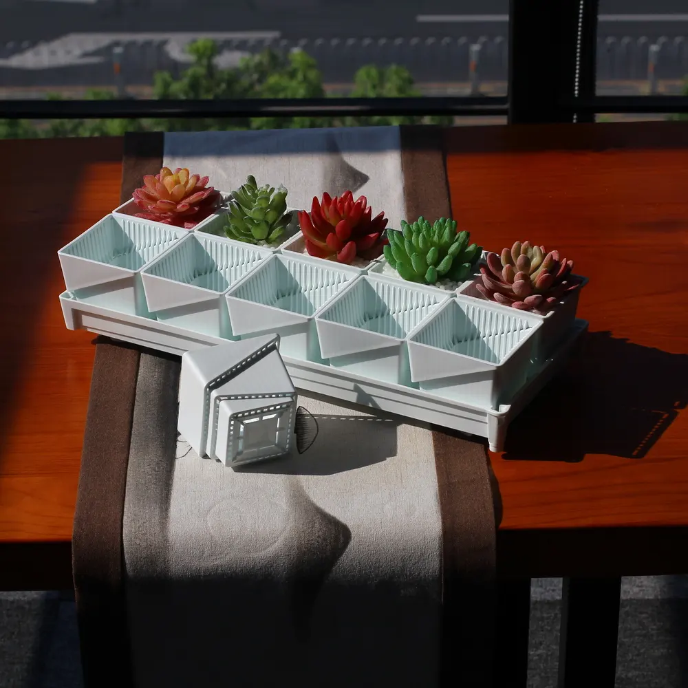 high quality small plastic succulent pots set with saucer tray 10 pot with tray garden supplies