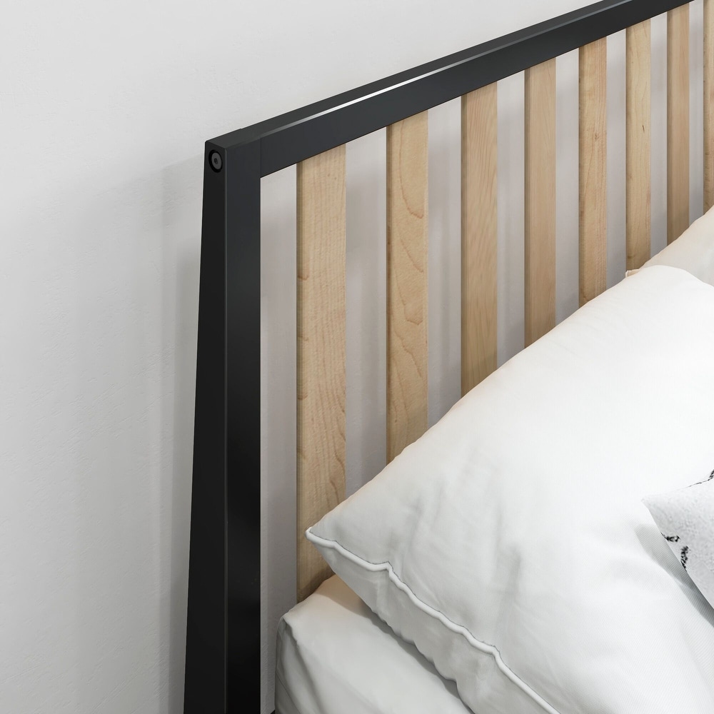 Plank and Beam Modern Full Size Bed with Slatted Headboard