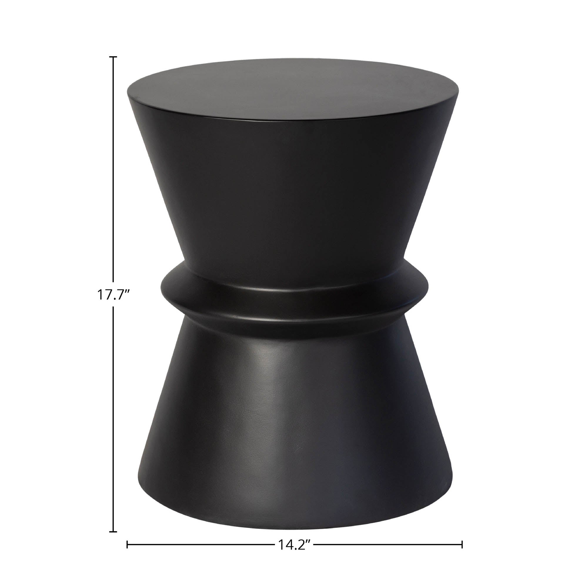 Concrete Hourglass Side Table - Black