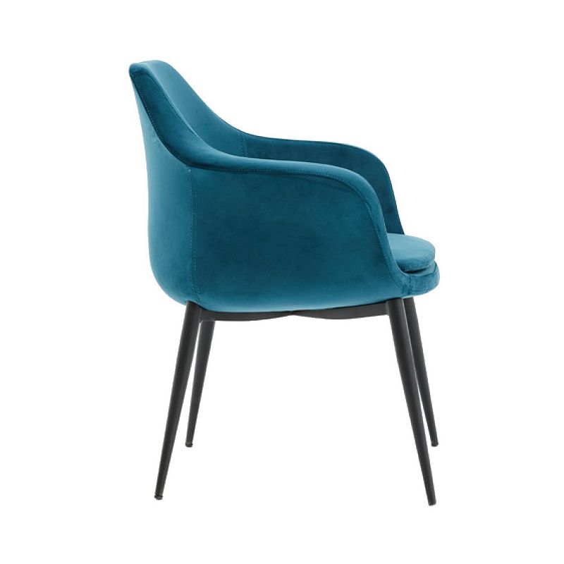 Velvet Upholstered Dining Chair with Padded Seat and Tapered Legs， Blue