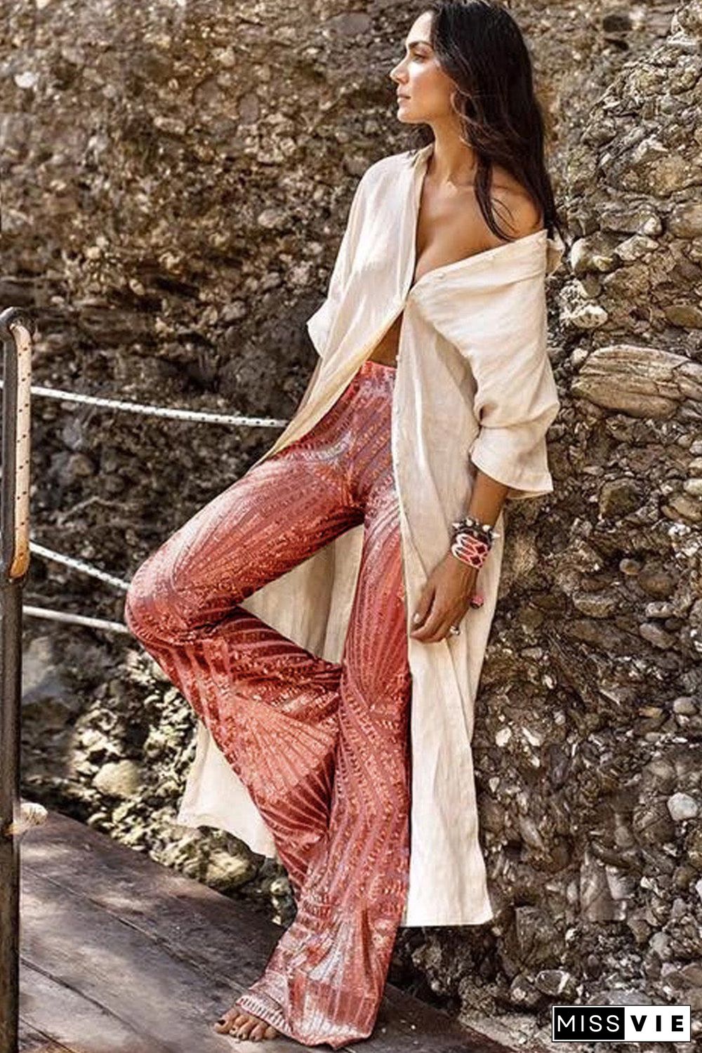 Sequin Wide Leg Pants