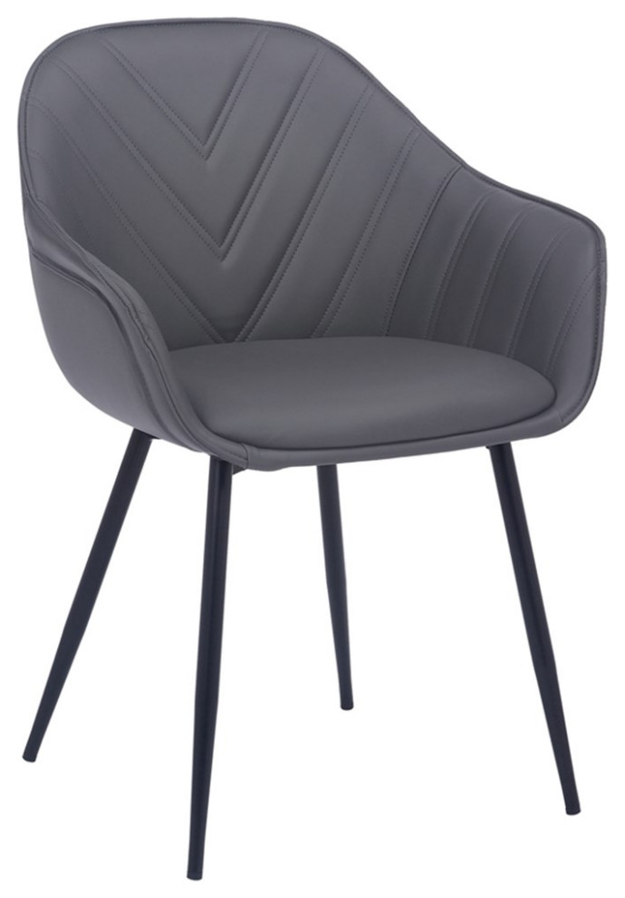 Armen Living Clover 18 quotFaux Leather/Metal Dining Room Chair in Gray/Black   Dining Chairs   by Homesquare  Houzz