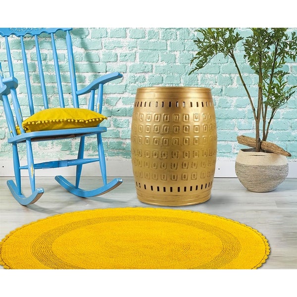 Saffron Fabs Multiple Purpose Hand Tooled 2-piece Metal Stool Set