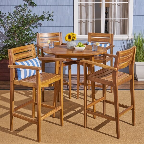 Stamford Outdoor Rustic 5 Piece Acacia Wood Bar Set by Christopher Knight Home