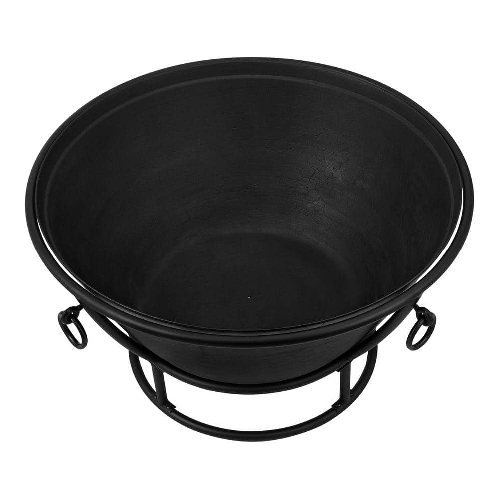 Hampton Bay 30 in. Outdoor Cast Iron Steel Wood Burning Black Fire Pit FT-62480