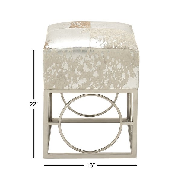 Contemporary 22 Inch Cushioned Stainless Steel Stool by Studio 350